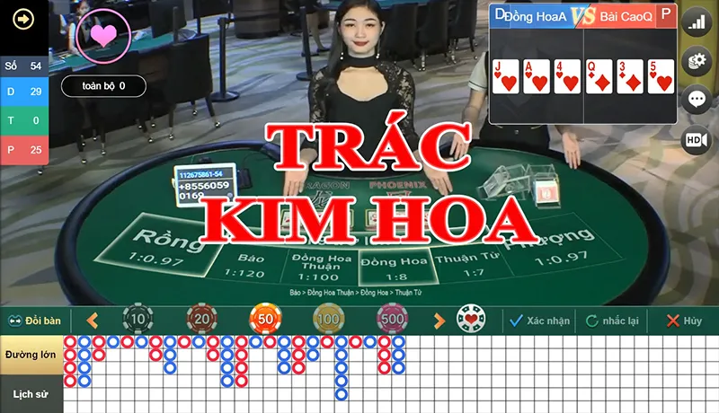 Giao diện bàn chơi Trác Kim Hoa trực tuyến tại VUA99
